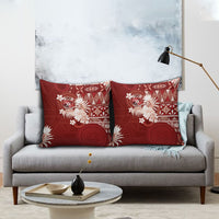 Tonga Ngatu Motifs Pillow Cover With Coat Of Arms Red