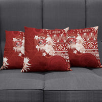 Tonga Ngatu Motifs Pillow Cover With Coat Of Arms Red