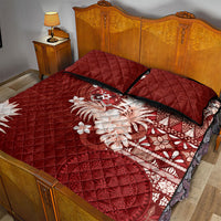 Tonga Ngatu Motifs Quilt Bed Set With Coat Of Arms Red