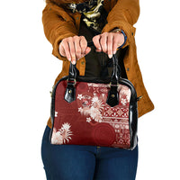 Tonga Ngatu Motifs Shoulder Handbag With Coat Of Arms Red