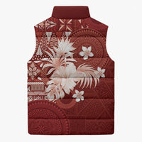 Tonga Ngatu Motifs Sleeveless Puffer Jacket With Coat Of Arms Red