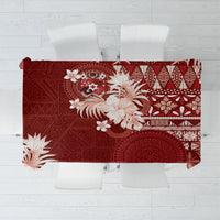 Tonga Ngatu Motifs Tablecloth With Coat Of Arms Red