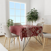 Tonga Ngatu Motifs Tablecloth With Coat Of Arms Red