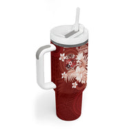 Tonga Ngatu Motifs Tumbler With Handle With Coat Of Arms Red