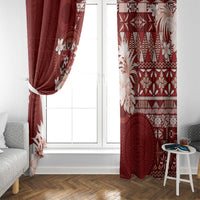 Tonga Ngatu Motifs Window Curtain With Coat Of Arms Red