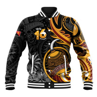Personalised Papua New Guinea Baseball Jacket Happy Independence Day LT05 Unisex Black - Polynesian Pride
