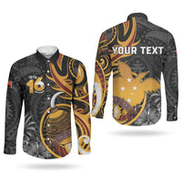 Personalised Papua New Guinea Couples Matching Off Shoulder Short Dress and Long Sleeve Button Shirt Happy Independence Day LT05 - Polynesian Pride