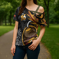 Personalised Papua New Guinea Cross Shoulder Shirt Happy Independence Day LT05 - Polynesian Pride