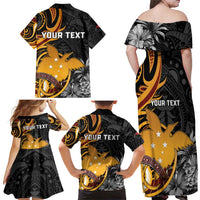 Personalised Papua New Guinea Family Matching Off Shoulder Maxi Dress and Hawaiian Shirt Happy 50th Independence Anniversary LT05 - Polynesian Pride
