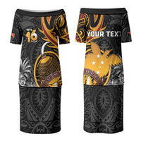 Personalised Papua New Guinea Family Matching Puletasi and Hawaiian Shirt Happy Independence Day LT05 Mom's Dress Black - Polynesian Pride