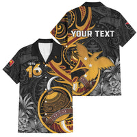 Personalised Papua New Guinea Family Matching Puletasi and Hawaiian Shirt Happy Independence Day LT05 Dad's Shirt - Short Sleeve Black - Polynesian Pride