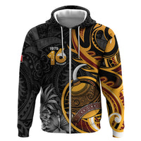 Personalised Papua New Guinea Hoodie Happy Independence Day LT05 Zip Hoodie Black - Polynesian Pride