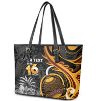 Personalised Papua New Guinea Leather Tote Bag Happy Independence Day LT05 - Polynesian Pride