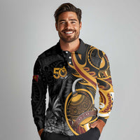 Personalised Papua New Guinea Long Sleeve Polo Shirt Happy Independence Day LT05 - Polynesian Pride