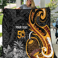 Personalised Papua New Guinea Quilt Happy Independence Day LT05 Black - Polynesian Pride
