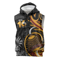Personalised Papua New Guinea Sleeveless Zip Hoodie Happy Independence Day LT05 Black - Polynesian Pride