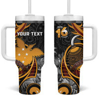 Personalised Papua New Guinea Tumbler With Handle Happy Independence Day LT05 One Size: 40 oz Black - Polynesian Pride