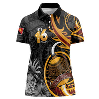 Personalised Papua New Guinea Women Polo Shirt Happy Independence Day LT05 Female Black - Polynesian Pride