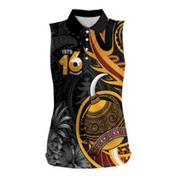 Personalised Papua New Guinea Women Sleeveless Polo Shirt Happy Independence Day LT05 Female Black - Polynesian Pride