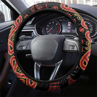 Papua Batik Motif Steering Wheel Cover Papua Spirit Black Version LT05 - Polynesian Pride