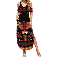 Papua Batik Motif Summer Maxi Dress Papua Spirit Black Version LT05 Women Black - Polynesian Pride