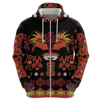 Papua Batik Motif Zip Hoodie Papua Spirit Black Version LT05 - Polynesian Pride