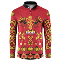 Papua Batik Motif Button Sweatshirt Papua Spirit Red Version LT05 Red - Polynesian Pride