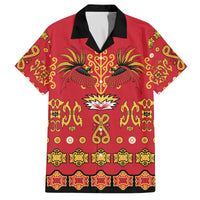 Papua Batik Motif Family Matching Off The Shoulder Long Sleeve Dress and Hawaiian Shirt Papua Spirit Red Version LT05 Dad's Shirt - Short Sleeve Red - Polynesian Pride