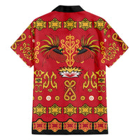 Papua Batik Motif Family Matching Off The Shoulder Long Sleeve Dress and Hawaiian Shirt Papua Spirit Red Version LT05 - Polynesian Pride