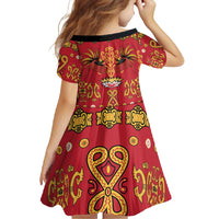 Papua Batik Motif Family Matching Off Shoulder Maxi Dress and Hawaiian Shirt Papua Spirit Red Version LT05 - Polynesian Pride