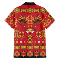 Papua Batik Motif Family Matching Off Shoulder Short Dress and Hawaiian Shirt Papua Spirit Red Version LT05 - Polynesian Pride