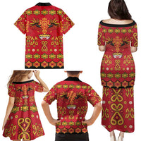 Papua Batik Motif Family Matching Puletasi and Hawaiian Shirt Papua Spirit Red Version LT05 - Polynesian Pride