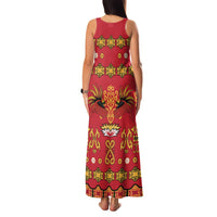Papua Batik Motif Family Matching Tank Maxi Dress and Hawaiian Shirt Papua Spirit Red Version LT05 - Polynesian Pride