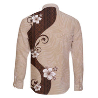 Polynesia Hibiscus Family Matching Long Sleeve Bodycon Dress and Hawaiian Shirt Cameo Curve Motif LT05 - Polynesian Pride