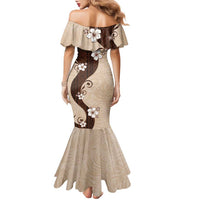 Polynesia Hibiscus Family Matching Mermaid Dress and Hawaiian Shirt Cameo Curve Motif - Polynesian Pride