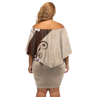 Polynesia Hibiscus Off Shoulder Short Dress Cameo Curve Motif - Polynesian Pride