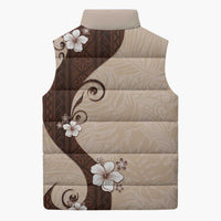 Polynesia Hibiscus Sleeveless Puffer Jacket Cameo Curve Motif - Polynesian Pride