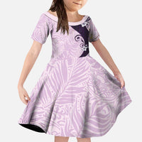 Polynesia Hibiscus Family Matching Off The Shoulder Long Sleeve Dress and Hawaiian Shirt Thistle Curve Motif - Polynesian Pride