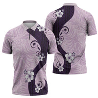 Polynesia Hibiscus Zipper Polo Shirt Thistle Curve Motif - Polynesian Pride
