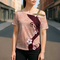 Polynesia Hibiscus Cross Shoulder Shirt Rose Bud Curve Motif - Polynesian Pride