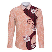 Polynesia Hibiscus Family Matching Off Shoulder Short Dress and Hawaiian Shirt Rose Bud Curve Motif - Polynesian Pride