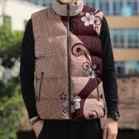 Polynesia Hibiscus Sleeveless Puffer Jacket Rose Bud Curve Motif - Polynesian Pride