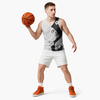 Polynesia Hibiscus Basketball Jersey White Curve Motif - Polynesian Pride