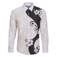 Polynesia Hibiscus Family Matching Short Sleeve Bodycon Dress and Hawaiian Shirt White Curve Motif - Polynesian Pride