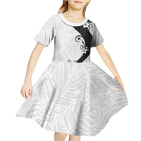 Polynesia Hibiscus Kid Short Sleeve Dress White Curve Motif LT05 - Polynesian Pride