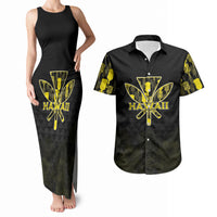Personalised Aloha Hawaii Kahili Couples Matching Tank Maxi Dress and Hawaiian Shirt Kanaka Maoli With Kakau Pattern