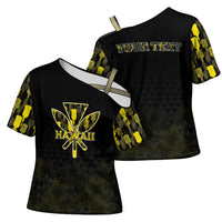 Personalised Aloha Hawaii Kahili Cross Shoulder Shirt Kanaka Maoli With Kakau Pattern
