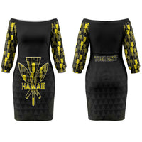Personalised Aloha Hawaii Kahili Family Matching Off The Shoulder Long Sleeve Dress and Hawaiian Shirt Kanaka Maoli With Kakau Pattern