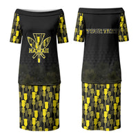 Personalised Aloha Hawaii Kahili Family Matching Puletasi and Hawaiian Shirt Kanaka Maoli With Kakau Pattern LT05 Mom's Dress Black - Polynesian Pride