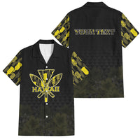 Personalised Aloha Hawaii Kahili Family Matching Puletasi and Hawaiian Shirt Kanaka Maoli With Kakau Pattern LT05 Dad's Shirt - Short Sleeve Black - Polynesian Pride